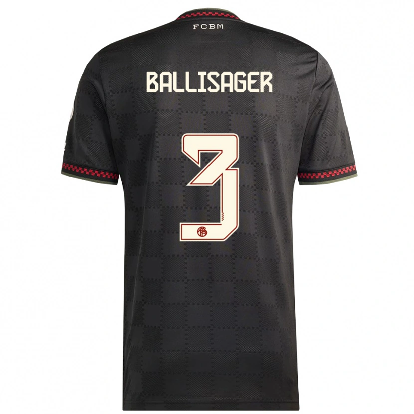 Danxen Niño Camiseta Stine Ballisager #3 Negro Blanco Equipación Tercera 2025/26 La Camisa México