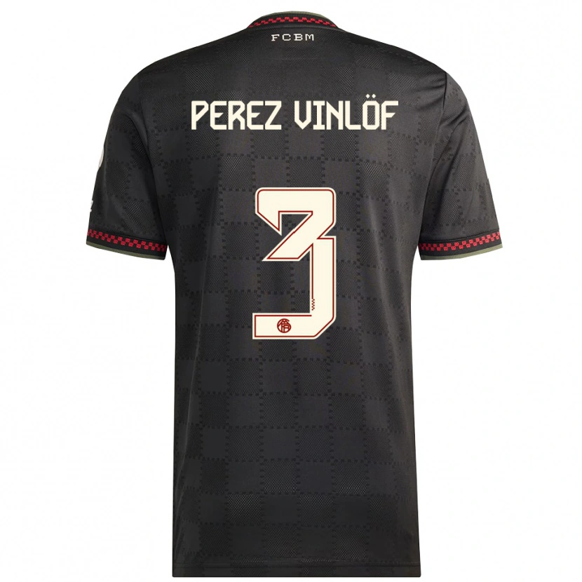 Danxen Niño Camiseta Matteo Perez Vinlöf #3 Negro Blanco Equipación Tercera 2025/26 La Camisa México