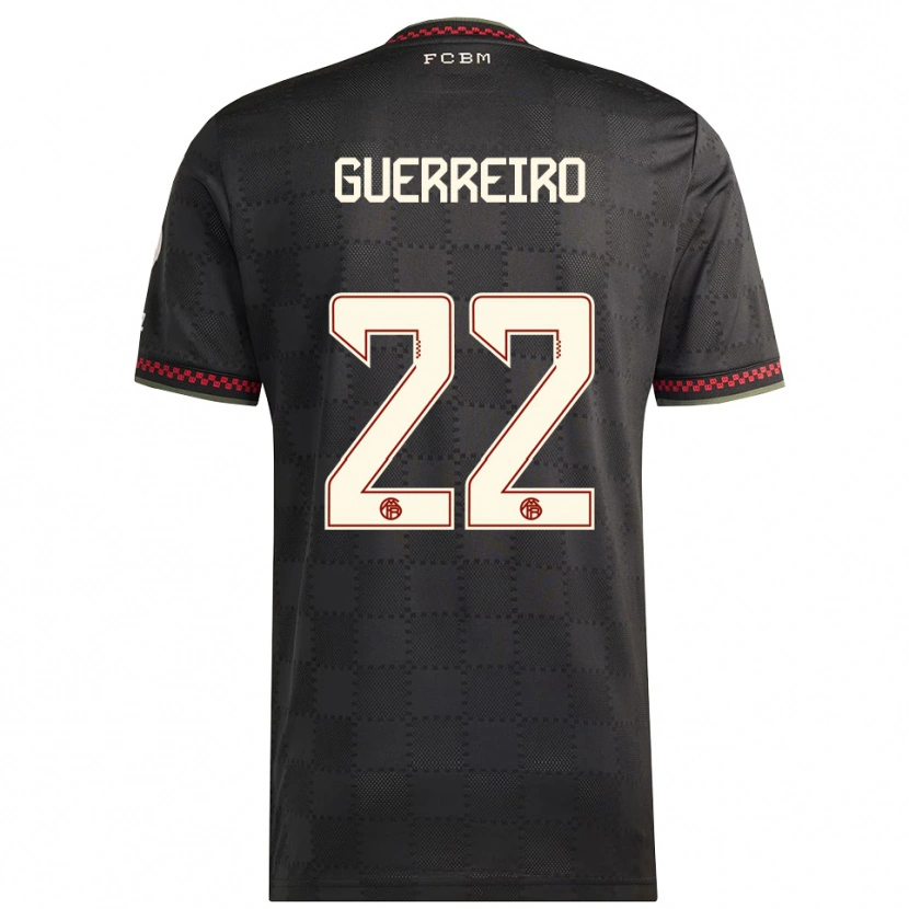Danxen Niño Camiseta Raphaël Guerreiro #22 Negro Blanco Equipación Tercera 2025/26 La Camisa México