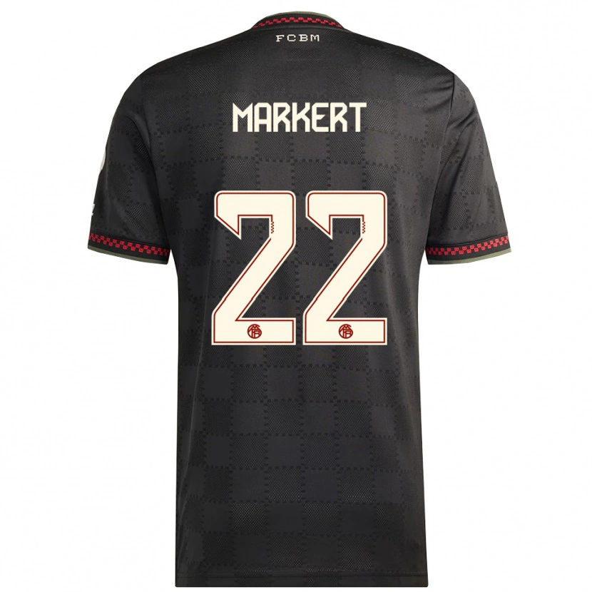 Danxen Niño Camiseta Leon Markert #22 Negro Blanco Equipación Tercera 2025/26 La Camisa México