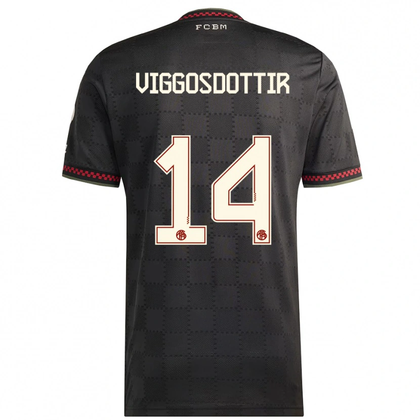 Danxen Niño Camiseta Glodis Perla Viggosdottir #14 Negro Blanco Equipación Tercera 2025/26 La Camisa México