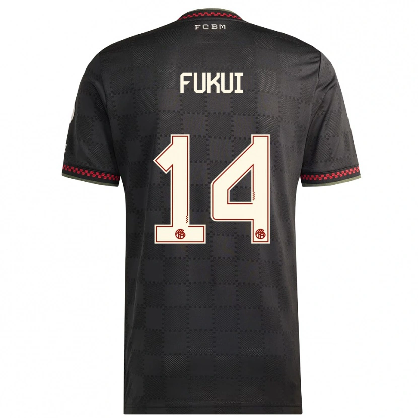 Danxen Niño Camiseta Taichi Fukui #14 Negro Blanco Equipación Tercera 2025/26 La Camisa México