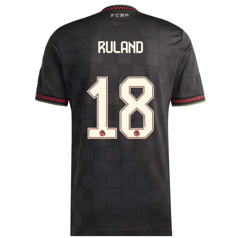 Danxen Niño Camiseta Leonard Ruland #18 Negro Blanco Equipación Tercera 2025/26 La Camisa México