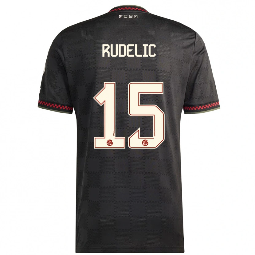 Danxen Niño Camiseta Ivana Rudelic #15 Negro Blanco Equipación Tercera 2025/26 La Camisa México