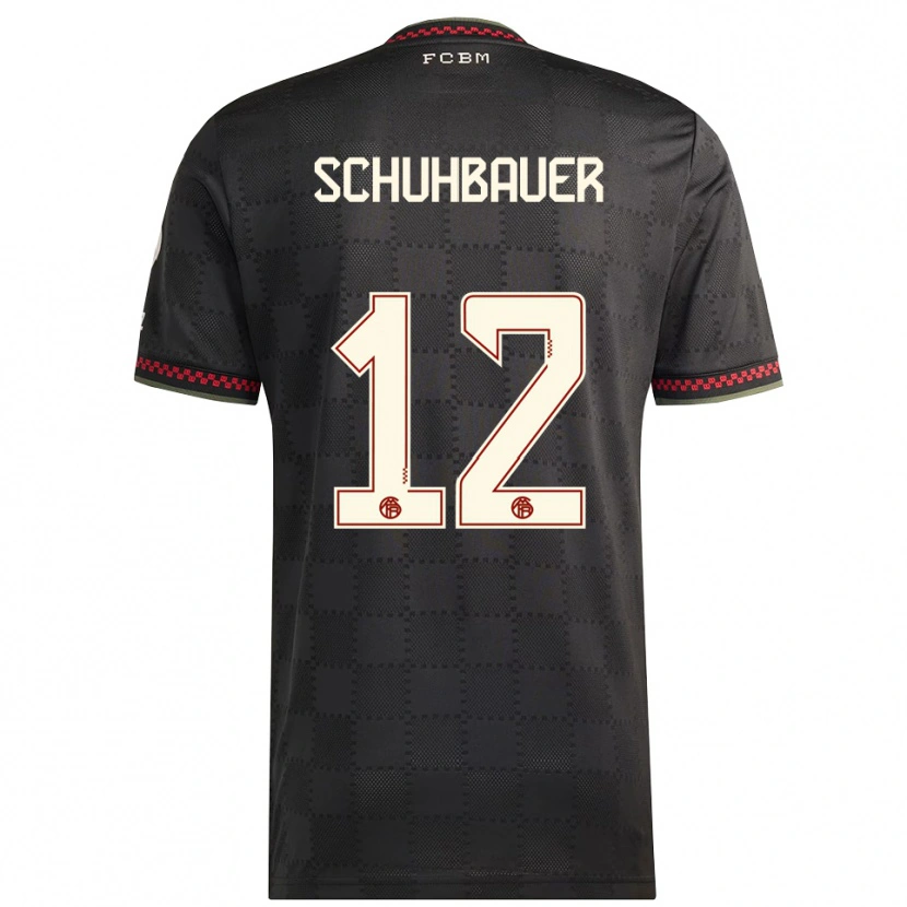 Danxen Niño Camiseta Maximilian Schuhbauer #12 Negro Blanco Equipación Tercera 2025/26 La Camisa México