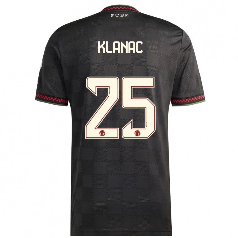 Danxen Niño Camiseta Luka Klanac #25 Negro Blanco Equipación Tercera 2025/26 La Camisa México