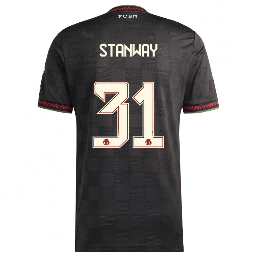 Danxen Niño Camiseta Georgia Stanway #31 Negro Blanco Equipación Tercera 2025/26 La Camisa México