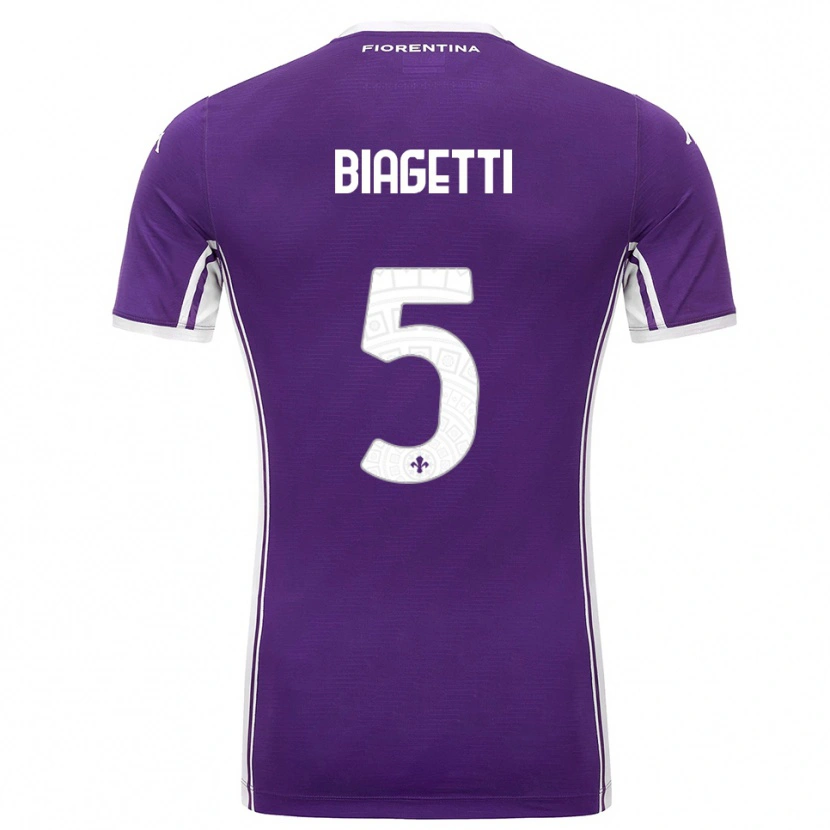 Danxen Hombre Camiseta Christian Biagetti #5 Púrpura Blanco 1ª Equipación 2025/26 La Camisa México