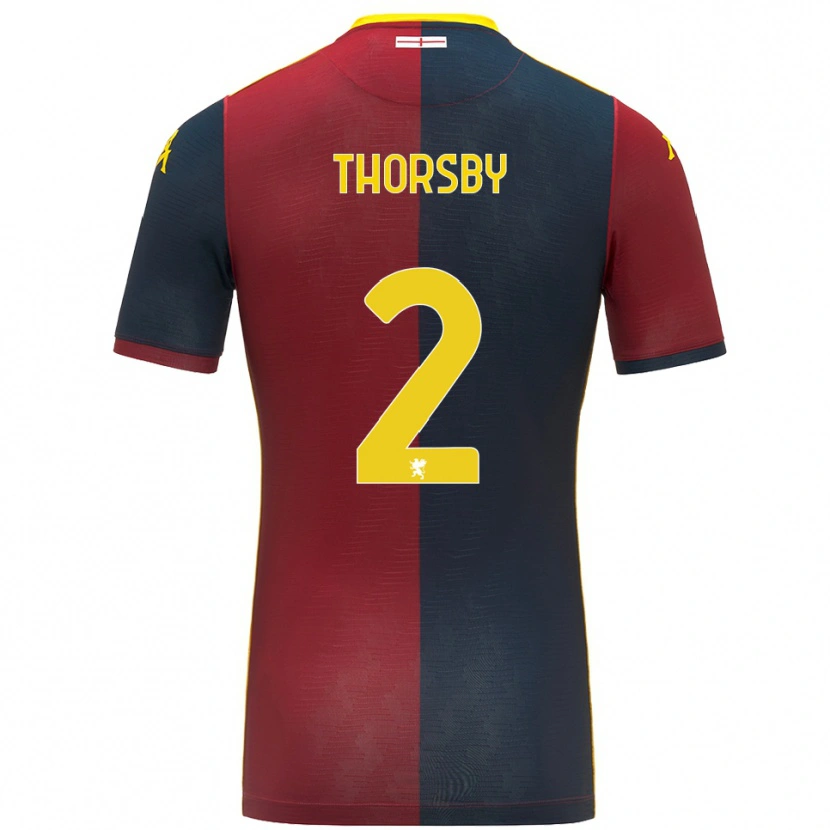 Danxen Hombre Camiseta Morten Thorsby #2 Rojo Azul Real 1ª Equipación 2025/26 La Camisa México