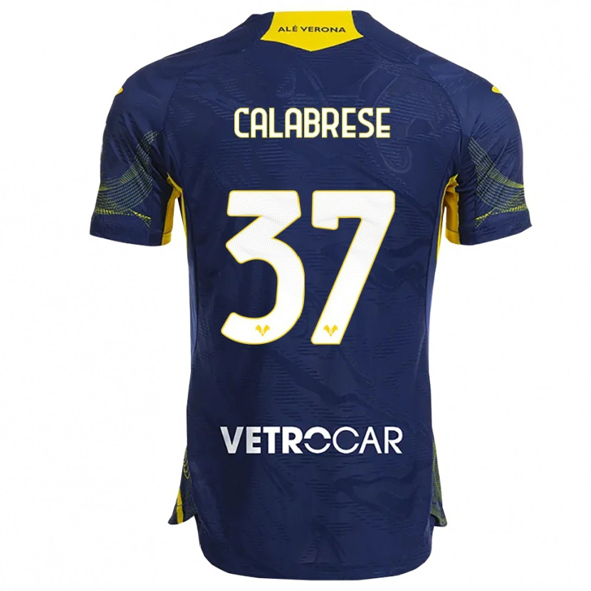 Danxen Hombre Camiseta Nicolò Calabrese #37 Marino Amarillo 1ª Equipación 2025/26 La Camisa México