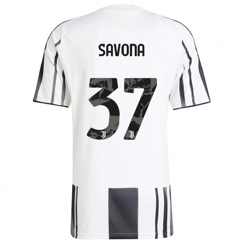 Danxen Hombre Camiseta Nicolò Savona #37 Blanco Negro 1ª Equipación 2025/26 La Camisa México
