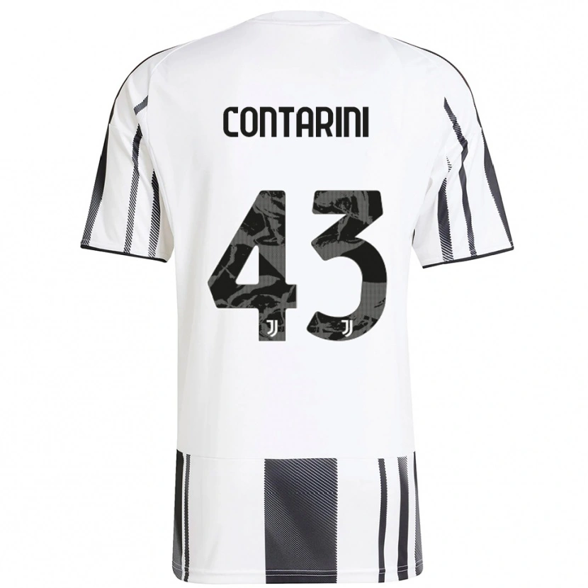 Danxen Hombre Camiseta Jacopo Contarini #43 Blanco Negro 1ª Equipación 2025/26 La Camisa México