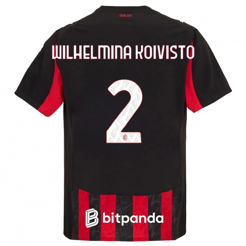 Danxen Hombre Camiseta Emma Wilhelmina Koivisto #2 Rojo Negro 1ª Equipación 2025/26 La Camisa México