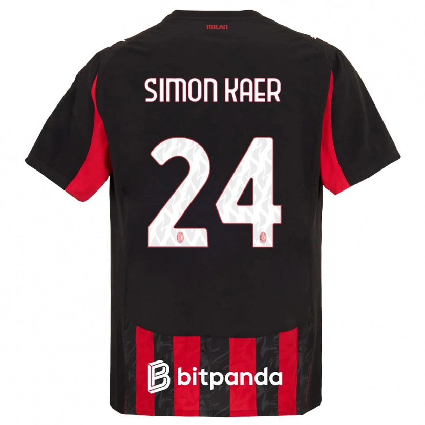 Danxen Hombre Camiseta Simon Kaer #24 Rojo Negro 1ª Equipación 2025/26 La Camisa México