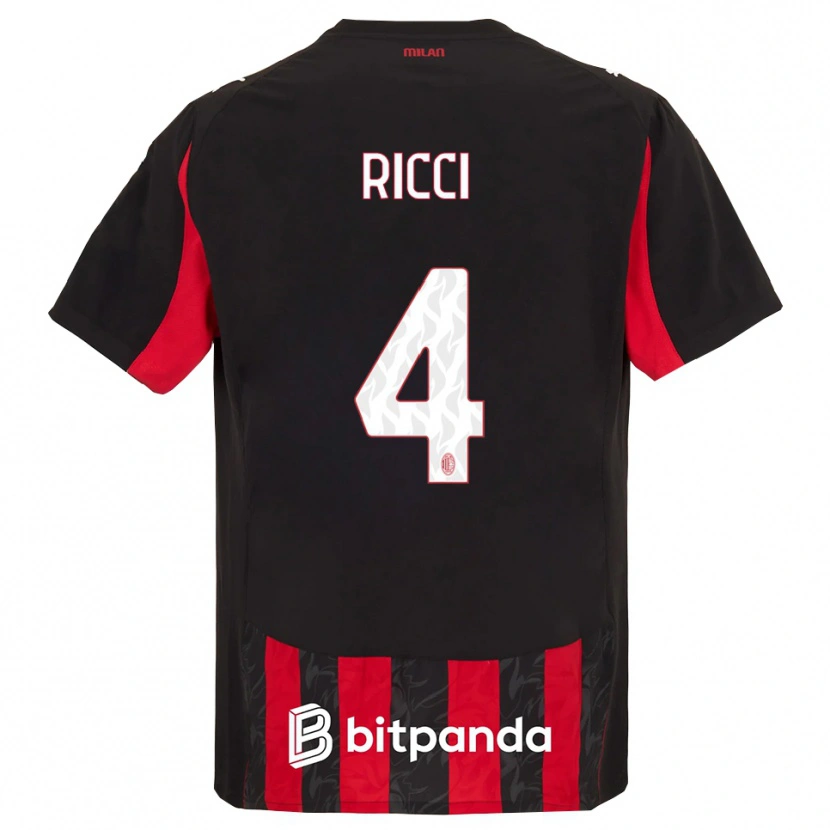 Danxen Hombre Camiseta Samuele Ricci #4 Rojo Negro 1ª Equipación 2025/26 La Camisa México