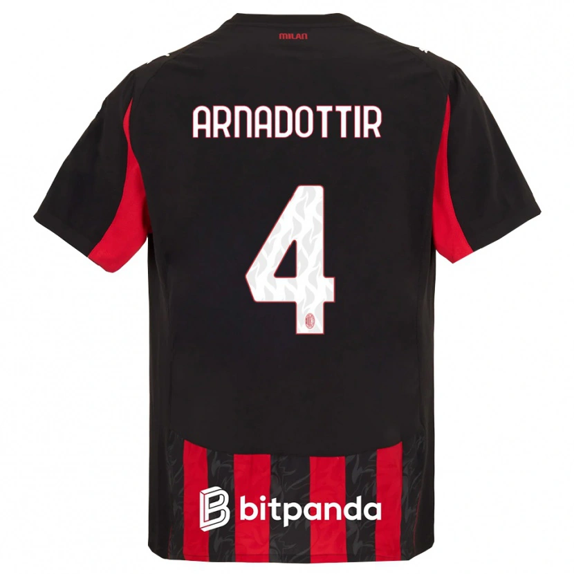 Danxen Hombre Camiseta Guony Arnadottir #4 Rojo Negro 1ª Equipación 2025/26 La Camisa México