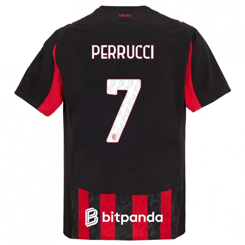 Danxen Hombre Camiseta Vincenzo Perrucci #7 Rojo Negro 1ª Equipación 2025/26 La Camisa México