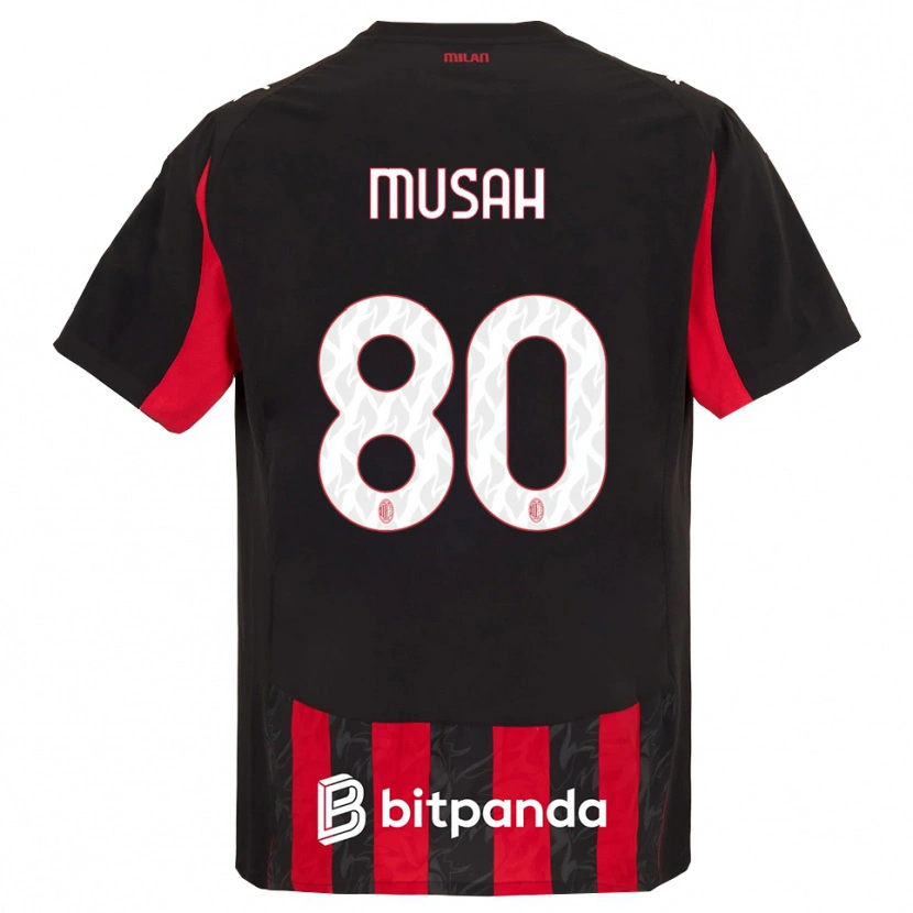 Danxen Hombre Camiseta Yunus Musah #80 Rojo Negro 1ª Equipación 2025/26 La Camisa México