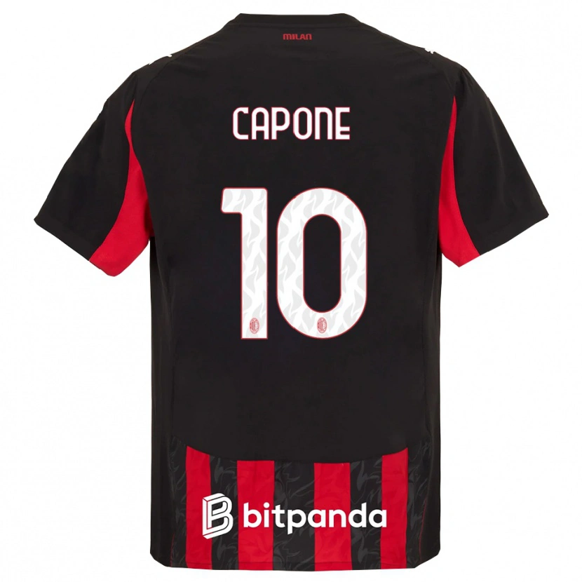 Danxen Hombre Camiseta Andrea Capone #10 Rojo Negro 1ª Equipación 2025/26 La Camisa México