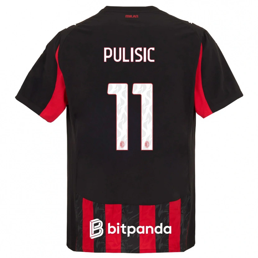 Danxen Hombre Camiseta Christian Pulisic #11 Rojo Negro 1ª Equipación 2025/26 La Camisa México