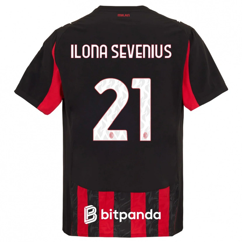 Danxen Hombre Camiseta Oona Ilona Sevenius #21 Rojo Negro 1ª Equipación 2025/26 La Camisa México