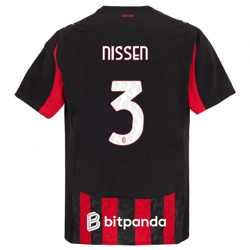 Danxen Hombre Camiseta Fredrik Nissen #3 Rojo Negro 1ª Equipación 2025/26 La Camisa México