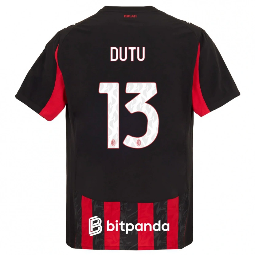 Danxen Hombre Camiseta Matteo Duțu #13 Rojo Negro 1ª Equipación 2025/26 La Camisa México