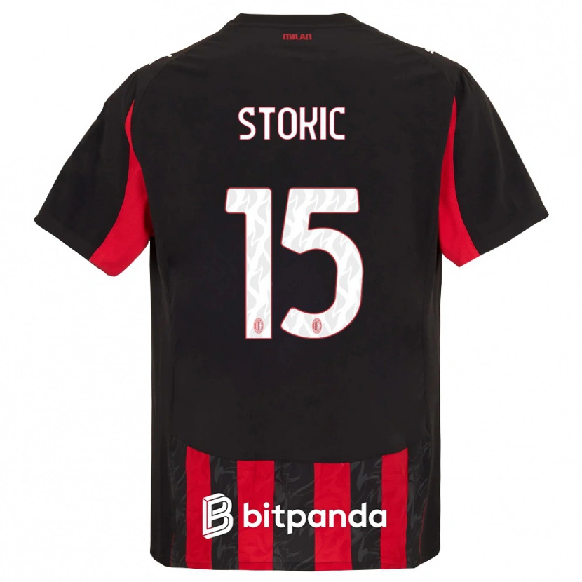 Danxen Hombre Camiseta Sara Stokić #15 Rojo Negro 1ª Equipación 2025/26 La Camisa México