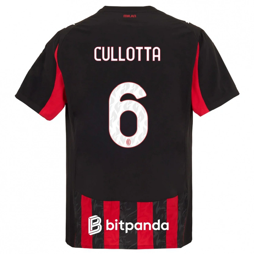 Danxen Hombre Camiseta Andrea Cullotta #6 Rojo Negro 1ª Equipación 2025/26 La Camisa México