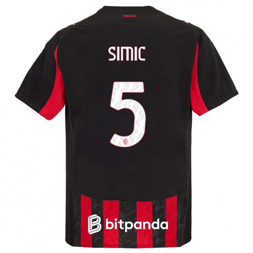 Danxen Hombre Camiseta Jan-Carlo Simic #5 Rojo Negro 1ª Equipación 2025/26 La Camisa México