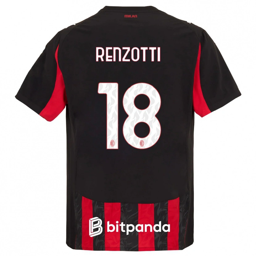 Danxen Hombre Camiseta Monica Renzotti #18 Rojo Negro 1ª Equipación 2025/26 La Camisa México