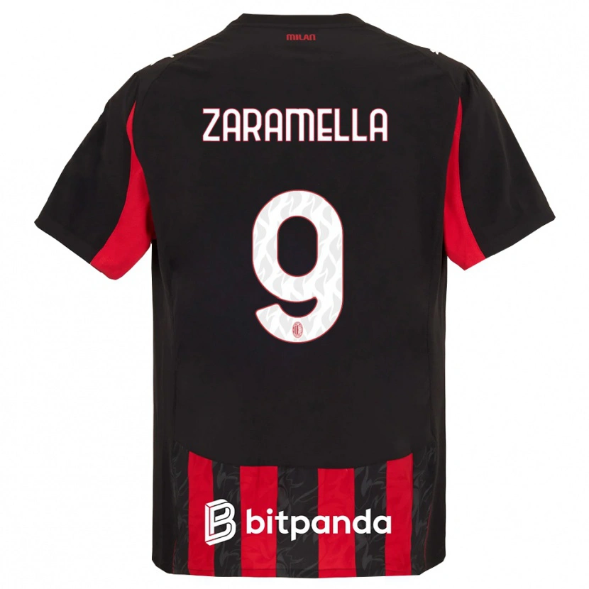 Danxen Hombre Camiseta Mattia Zaramella #9 Rojo Negro 1ª Equipación 2025/26 La Camisa México