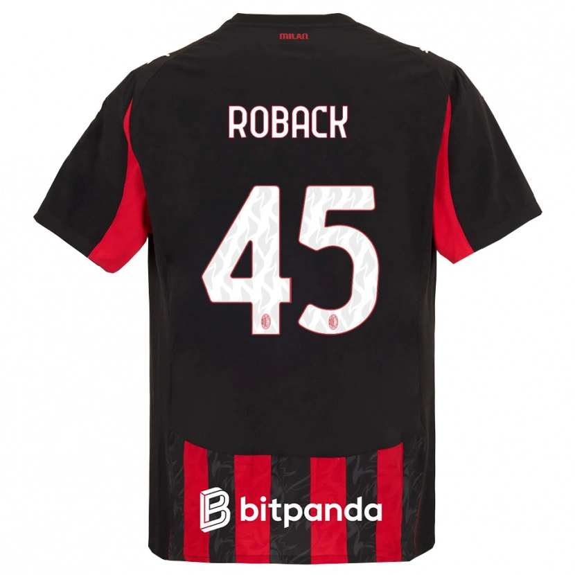 Danxen Hombre Camiseta Emil Roback #45 Rojo Negro 1ª Equipación 2025/26 La Camisa México