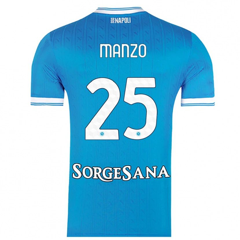 Danxen Hombre Camiseta Alessia Manzo #25 Azul Cielo Blanco 1ª Equipación 2025/26 La Camisa México
