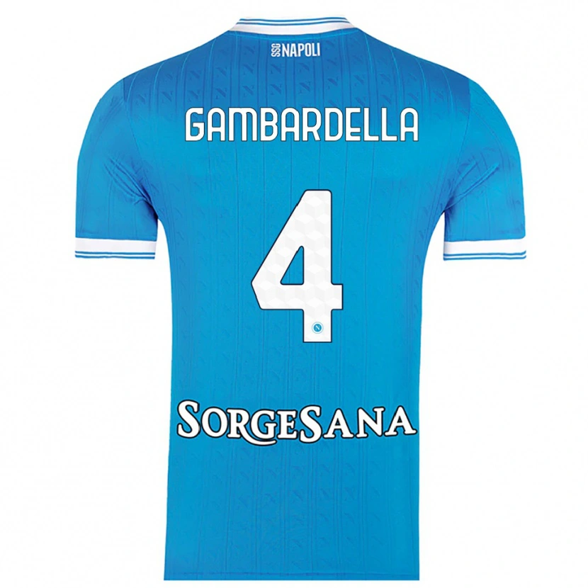 Danxen Hombre Camiseta Vittorio Gambardella #4 Azul Cielo Blanco 1ª Equipación 2025/26 La Camisa México