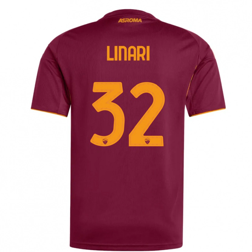 Danxen Hombre Camiseta Elena Linari #32 Borgoña Naranja 1ª Equipación 2025/26 La Camisa México