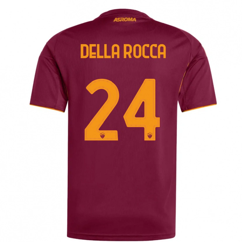 Danxen Hombre Camiseta Mattia Della Rocca #24 Borgoña Naranja 1ª Equipación 2025/26 La Camisa México