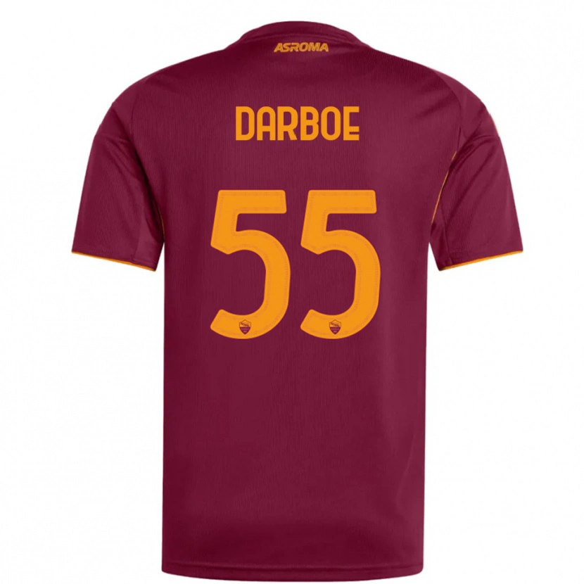 Danxen Hombre Camiseta Ebrima Darboe #55 Borgoña Naranja 1ª Equipación 2025/26 La Camisa México