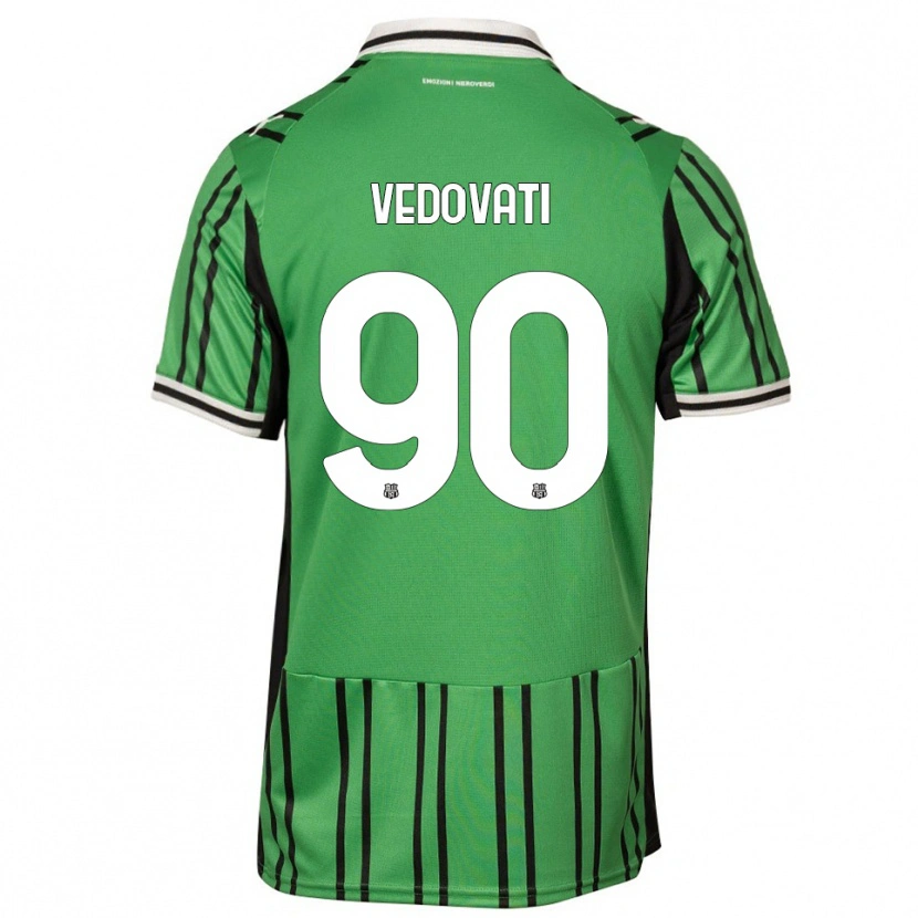 Danxen Hombre Camiseta Gabriele Vedovati #90 Verde Negro 1ª Equipación 2025/26 La Camisa México