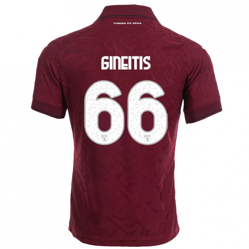 Danxen Hombre Camiseta Gvidas Gineitis #66 Borgoña Blanco 1ª Equipación 2025/26 La Camisa México