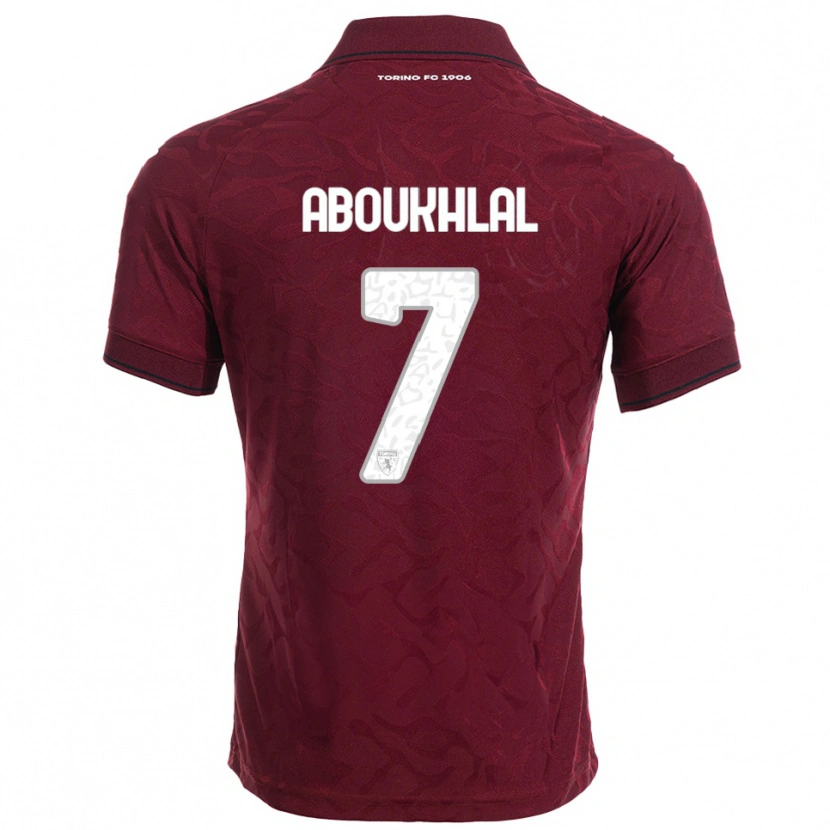 Danxen Hombre Camiseta Zakaria Aboukhlal #7 Borgoña Blanco 1ª Equipación 2025/26 La Camisa México
