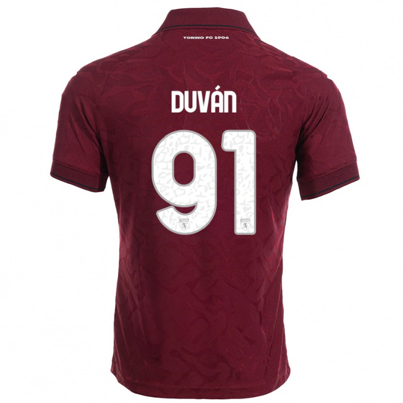 Danxen Hombre Camiseta Duván Zapata #91 Borgoña Blanco 1ª Equipación 2025/26 La Camisa México