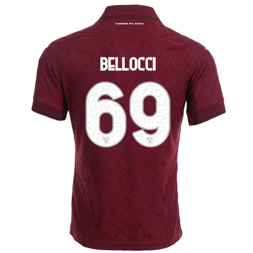 Danxen Hombre Camiseta Andrea Bellocci #69 Borgoña Blanco 1ª Equipación 2025/26 La Camisa México