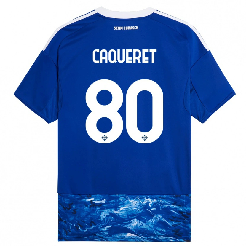Danxen Hombre Camiseta Maxence Caqueret #80 Azul Blanco 1ª Equipación 2025/26 La Camisa México