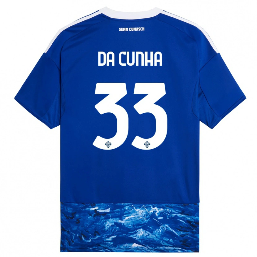 Danxen Hombre Camiseta Lucas Da Cunha #33 Azul Blanco 1ª Equipación 2025/26 La Camisa México