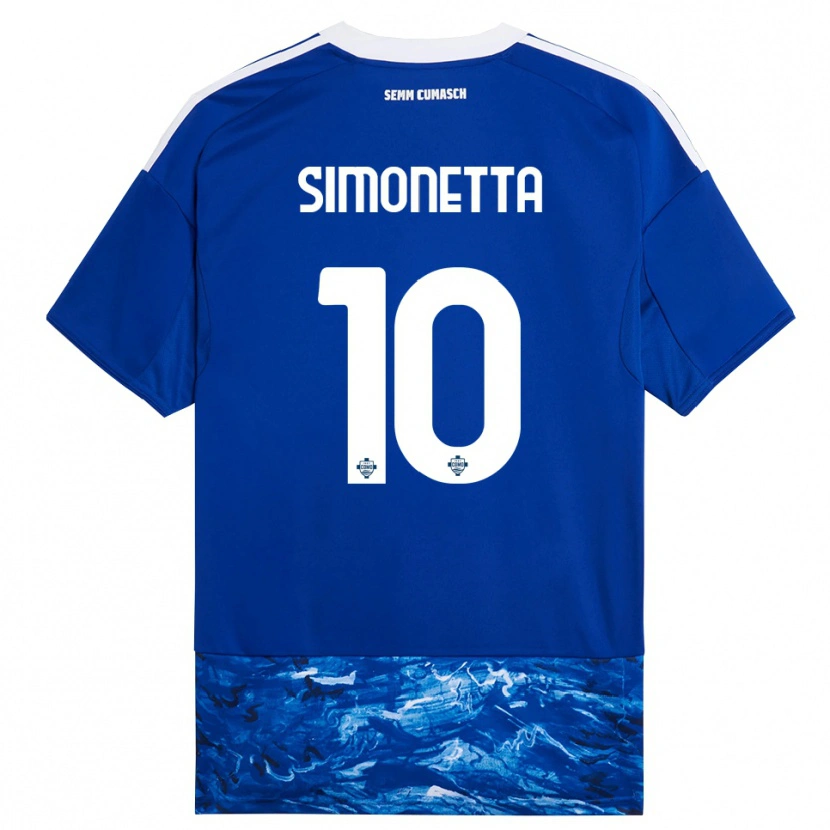 Danxen Hombre Camiseta Jacopo Simonetta #10 Azul Blanco 1ª Equipación 2025/26 La Camisa México