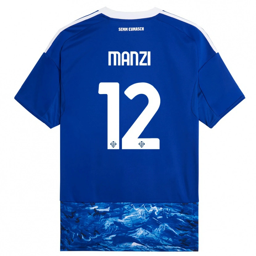 Danxen Hombre Camiseta Federico Manzi #12 Azul Blanco 1ª Equipación 2025/26 La Camisa México
