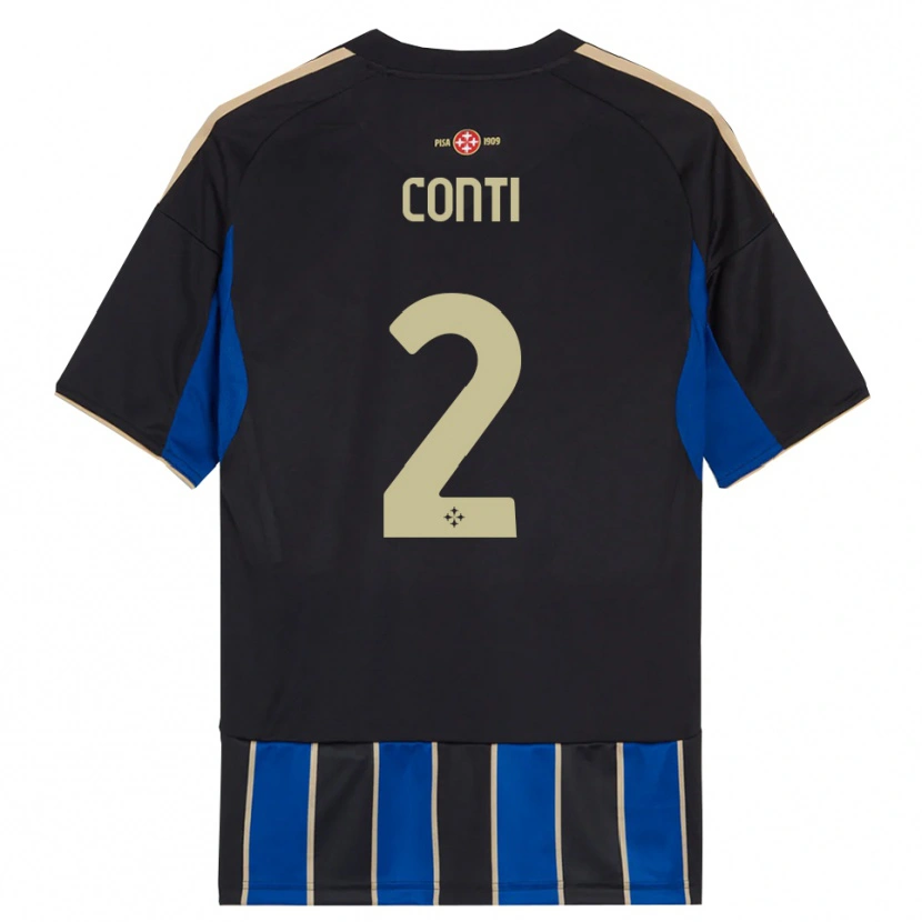 Danxen Hombre Camiseta Niccolò Conti #2 Negro Azul 1ª Equipación 2025/26 La Camisa México