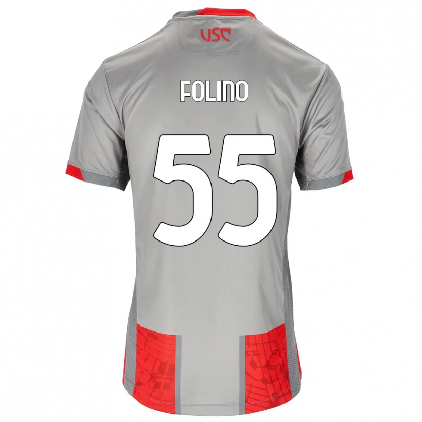 Danxen Hombre Camiseta Francesco Folino #55 Rojo Gris 1ª Equipación 2025/26 La Camisa México