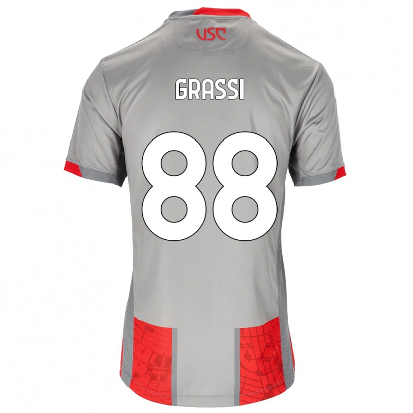 Danxen Hombre Camiseta Alberto Grassi #88 Rojo Gris 1ª Equipación 2025/26 La Camisa México